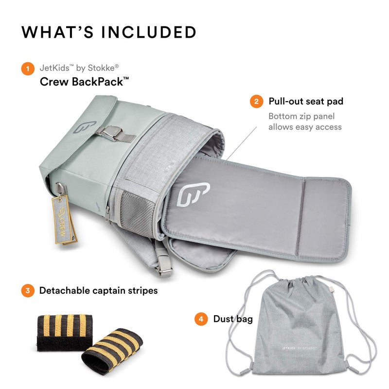 Stokke JetKids BackPack, Green Aurora - Expandable Design for Kids 2-7 Years Old - Easy-to-Clean, Water Repellent Fabric - Includes Pull-Out Seat Pad, Name Tag & Detachable Captain Stripes - Image 3